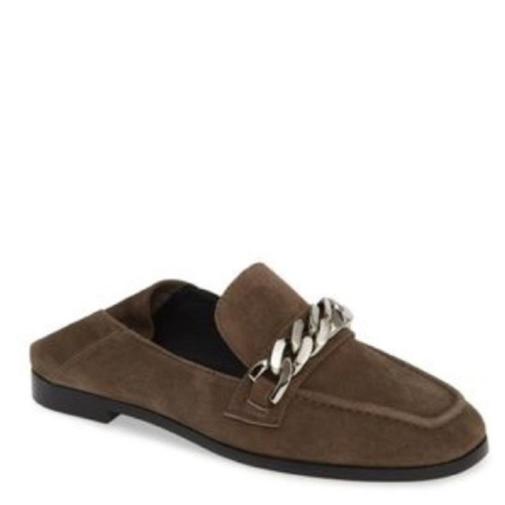 Jeffrey Campbell Suede Loafers with Silver Chain